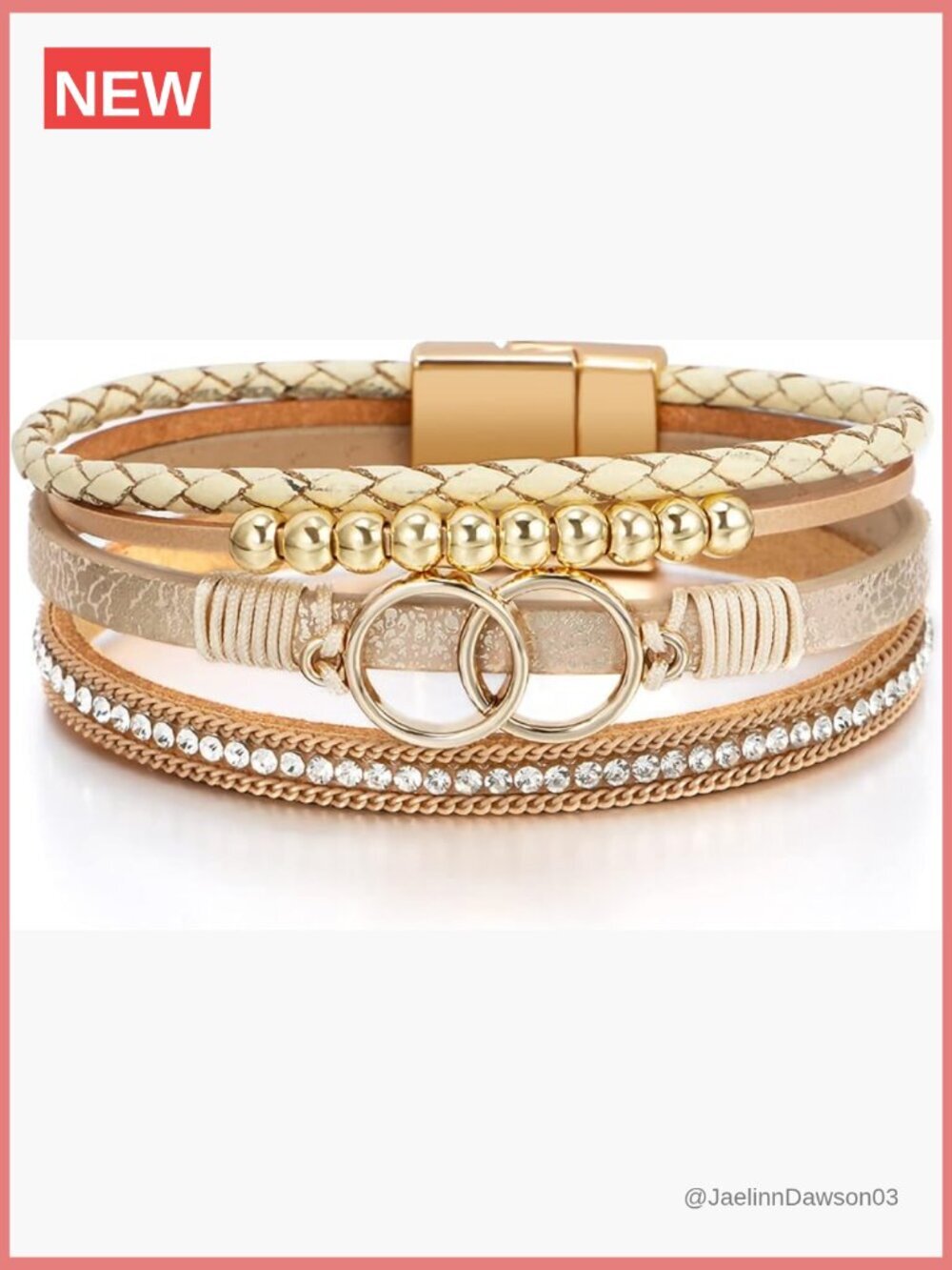 Boho Leather Wrap Multi-Layer Pearl Crystal Bracelet Bangle Jewelry